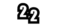 a black and white logo with the number 22 on it .