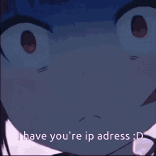 a cartoon girl is standing in front of a christmas tree and says i have you 're ip address : d