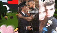 a man in a military uniform is hugging another man in a military uniform