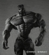 a black and white photo of a very muscular man by hailuo
