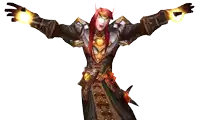 a video game character with red hair is holding a light in her hands