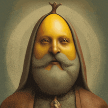 a statue of a man with a beard and a yellow head