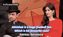 abhishek is a huge football fan.which is his favourite club%3Fkatrina: barcelona katrina kaif abhishek bachchan aamir khan bollywood2