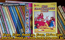 a book called the babysitters club sits on a shelf with other books
