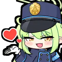 a cartoon of a girl wearing a police hat with a train on it