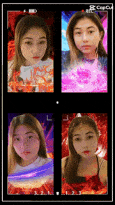 a woman 's face is shown in four different frames with the caption copcut at the top