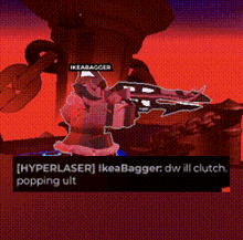 a screenshot of a video game with a character named hyperlaser
