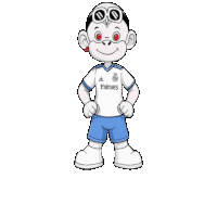 a cartoon monkey wearing a emirates shirt and shorts