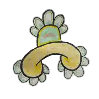 a drawing of a yellow and green flower with leaves