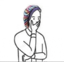 a black and white drawing of a person wearing a sleeping cap and covering their mouth with their hand .