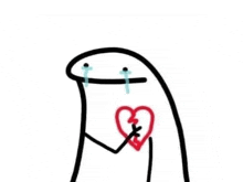 a cartoon character is holding a broken heart in his hand .