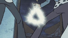 a cartoon drawing of a person with a light coming out of their hand