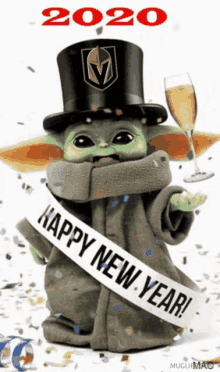 Vgk Yoda Happy New Year GIF - Vgk Yoda Happy New Year Go Knights Go GIFs