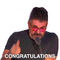 a man giving a thumbs up with the words congratulations written below him