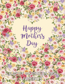 a mother 's day card with a heart made of roses