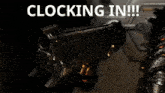 a close up of a person 's arm with the words " clocking in " written above it