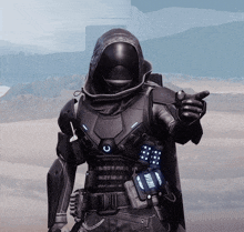 a man in a futuristic suit has a device around his waist that says ' x-ray ' on it