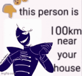 a drawing of a person with the words 41 km near you behind him