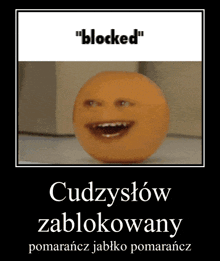 Blocked Annoying Orange GIF - Blocked Annoying Orange Zablokowany GIFs