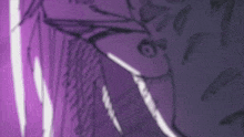 a close up of a purple background with a drawing of a person .