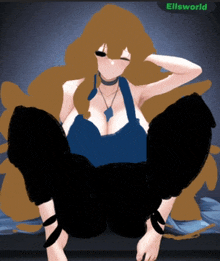a drawing of a woman with the name ellsworld on the bottom right
