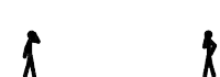 two stick figures are standing next to each other on a white background ..