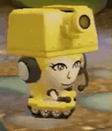 a toy tank with a camera on top of it and a microphone .