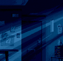 a pixel art drawing of a dark room with the letter t visible