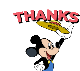Mickey Mouse Thanks Sticker - Mickey Mouse Thanks Thank You Stickers
