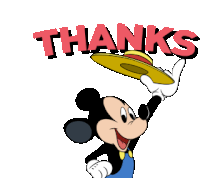 Mickey Mouse Thanks Sticker - Mickey Mouse Thanks Thank You Stickers
