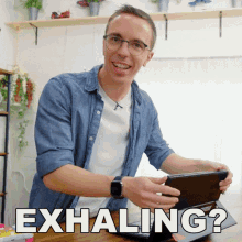 Exhaling Austin Evans GIF - Exhaling Austin Evans Breathe Out GIFs