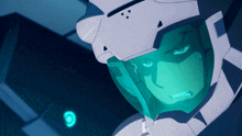 a cartoon character with a green helmet on