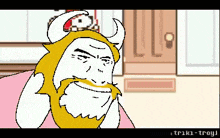 a pixel art of a man with horns and beard