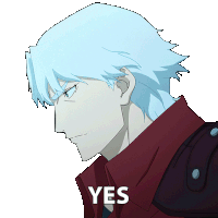 a drawing of a man with white hair and the word yes