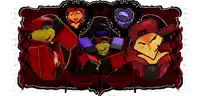 a cartoon drawing of a man in a red hat and a woman in a purple heart