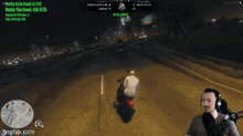 a man wearing headphones is playing a video game with a daily sub goal of 3/30