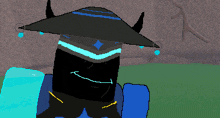 a pixel art of a person wearing a hat