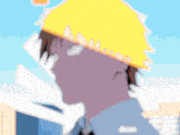 a cartoon drawing of a man wearing a hard hat