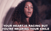 Your Heart Is Racing But You Are Wearing Your Smile Arlissa GIF - Your Heart Is Racing But You Are Wearing Your Smile Arlissa Little Girl Song GIFs