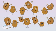 a bunch of cartoon potatoes with faces and arms