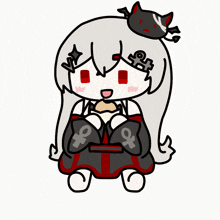 a drawing of a girl with an o on her sleeve
