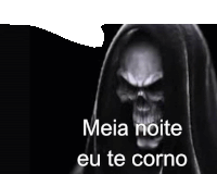 Meia Noite Eu Te Corno Meme Sticker - Meia Noite Eu Te Corno Meme Caveira Stickers