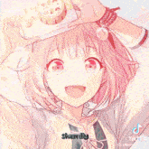 a drawing of a girl with pink hair and a tiktok watermark
