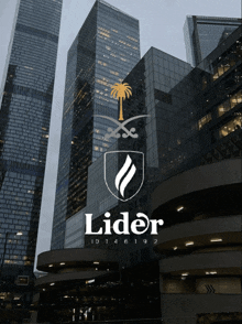 a logo for lider is displayed in front of a building