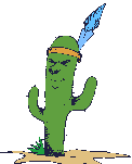 a green cactus with a blue feather on its head .
