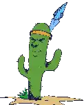 a green cactus with a blue feather on its head .