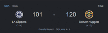 a basketball game between the la clippers and denver nuggets is being played