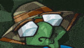 a cartoon character wearing glasses and a hat