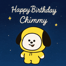 a happy birthday chimmy greeting card with a yellow dog