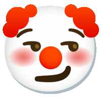 a clown with red hair and a red nose winks